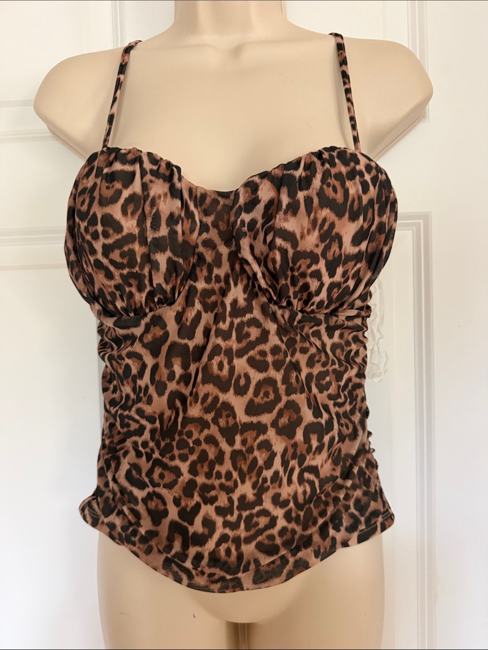 Madden Girl Leopard Print Bustier Camisole in Brown